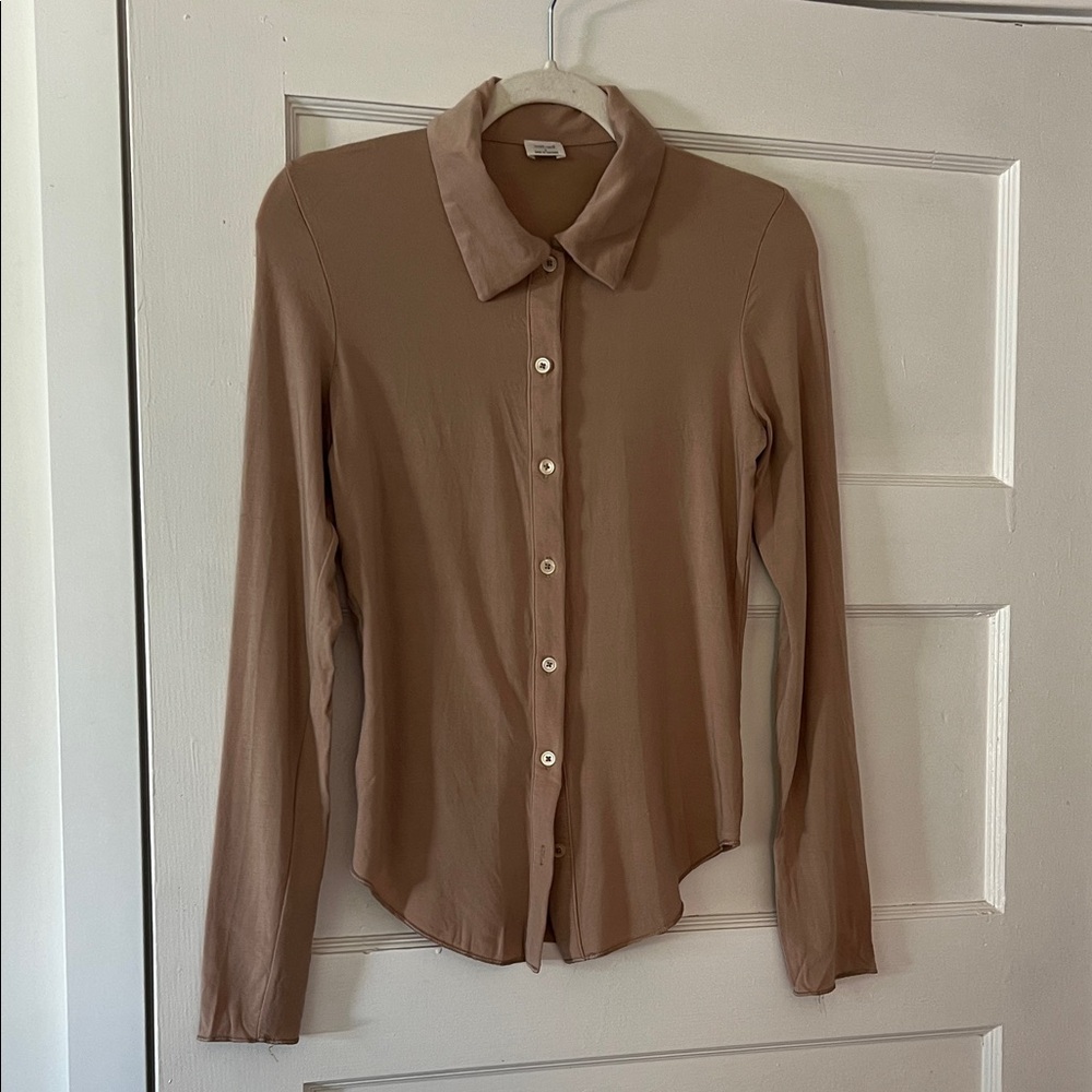 Wilfred Tan Button Down Shirt